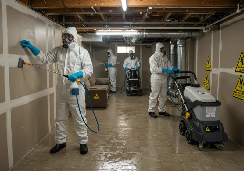 Basement Moisture Removal and Structural Drying process in East Hemet, CA